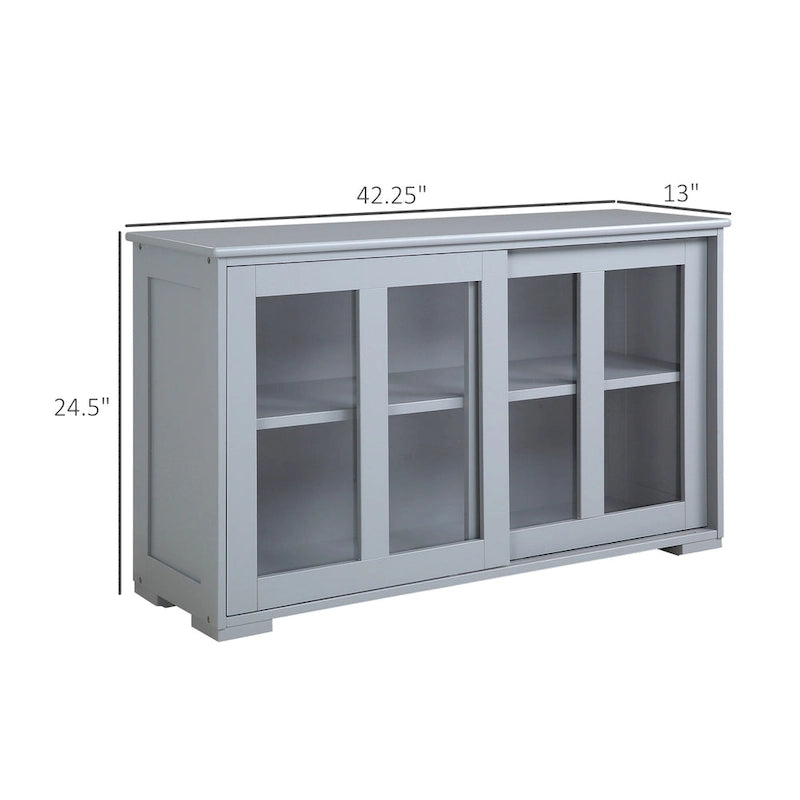 HOMCOM Modern Kitchen Sideboard, Stackable Storage Cabinet, Sliding Glass Door Console, Cupboard Serving Buffet for Kitchen