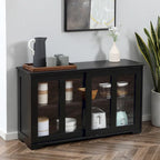 HOMCOM Modern Kitchen Sideboard, Stackable Storage Cabinet, Sliding Glass Door Console, Cupboard Serving Buffet for Kitchen