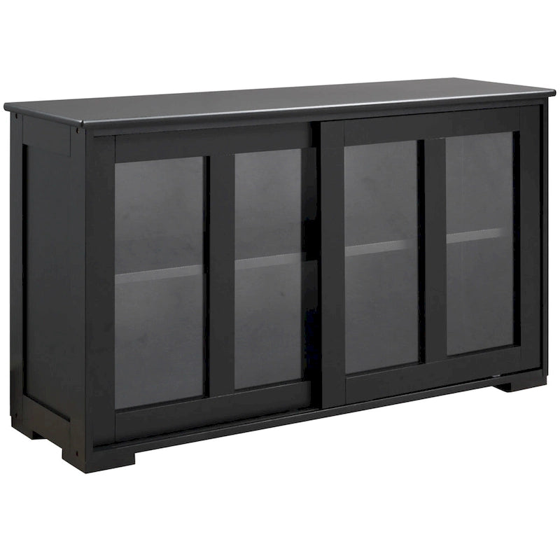 HOMCOM Modern Kitchen Sideboard, Stackable Storage Cabinet, Sliding Glass Door Console, Cupboard Serving Buffet for Kitchen