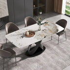 71 Modern Artificial Marble Dining Table with Carbon Steel Base