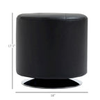 HOMCOM 360-deg Swivel Foot Stool Round PU Ottoman with Thick Sponge Padding and Solid Steel Base
