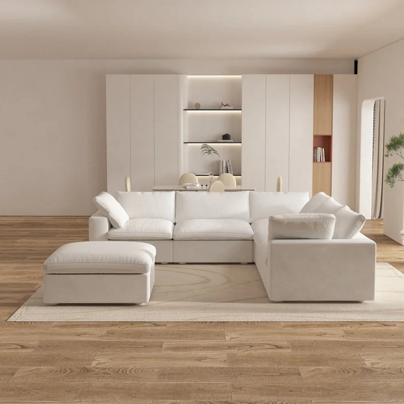 Widen Down Filled 5-Piece Sectional and Ottoman