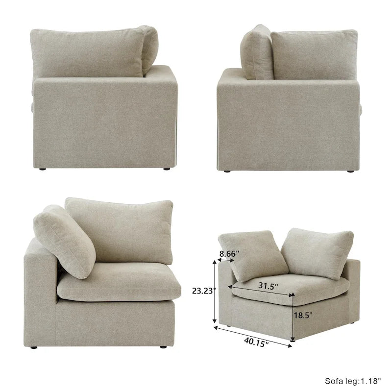 Widen Down Filled 5-Piece Sectional and Ottoman