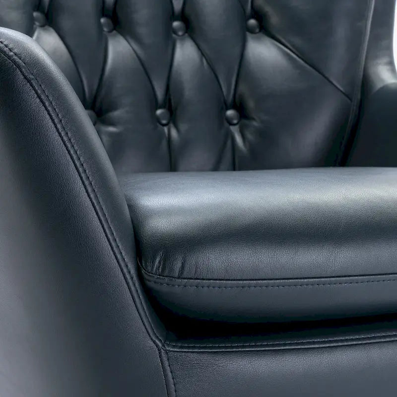 Cleveland Tufted Faux Leather Swivel Chair by Greyson Living