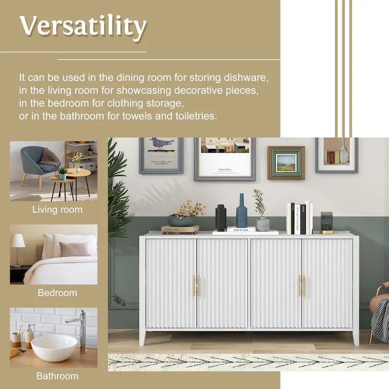 Accent Storage Cabinet Sideboard Wooden Cabinet with Metal Handles for Hallway, Entryway, Living Room, Bedroom