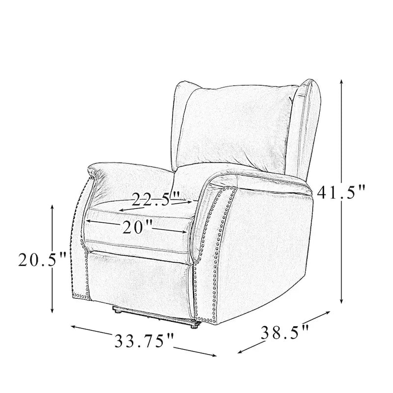 Eliseo Genuine Leather Power Recliner with USB Port and Wingback Design