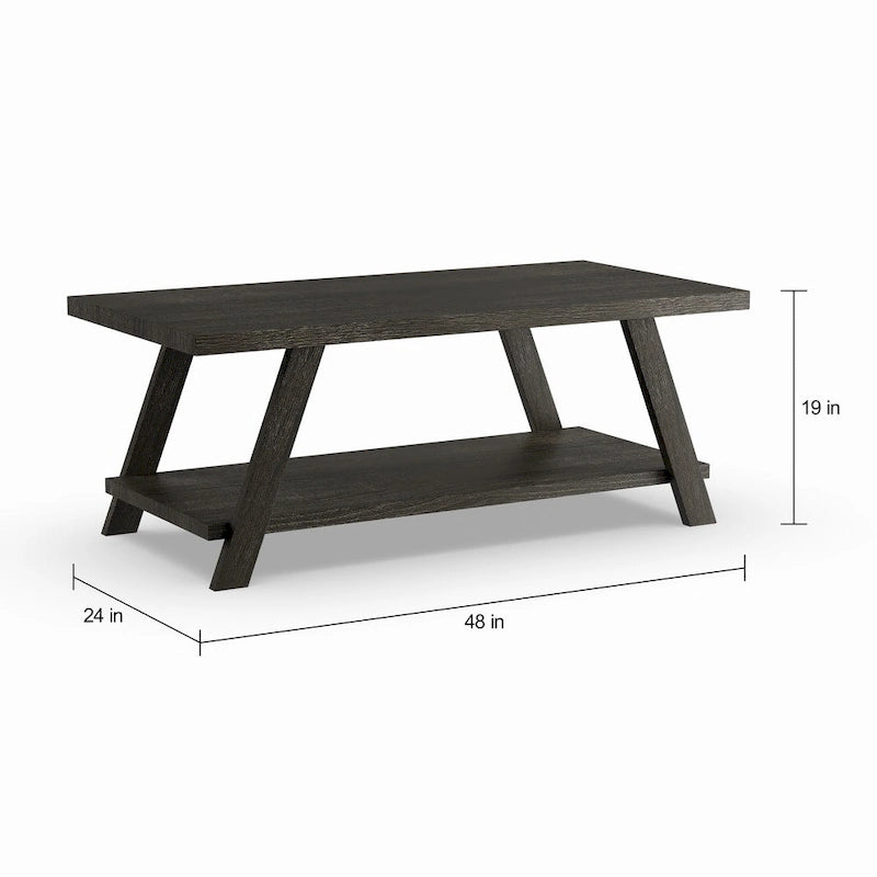 Roundhill Furniture The Gray Barn Cedar Ridge Contemporary Replicated Wood Shelf Coffee Table