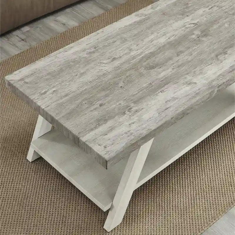 Roundhill Furniture The Gray Barn Cedar Ridge Contemporary Replicated Wood Shelf Coffee Table