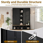 Hall Tree Storage Cabinet with 4/6 Hidden Hooks, Bench, and Open Compartments