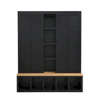 Hall Tree Storage Cabinet with 4/6 Hidden Hooks, Bench, and Open Compartments