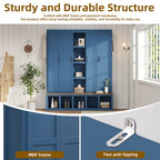 Hall Tree Storage Cabinet with 4/6 Hidden Hooks, Bench, and Open Compartments