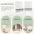 Hall Tree Storage Cabinet with 4/6 Hidden Hooks, Bench, and Open Compartments