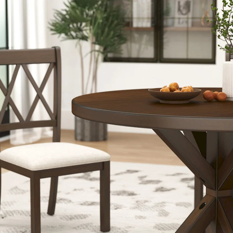 Roundhill Furniture Windvale Cross-Buck Base Dining Table