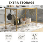 Avya Contemporary White and Gold 58-inch Wide Marble Top Kitchen Island by Furniture of America