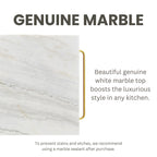 Avya Contemporary White and Gold 58-inch Wide Marble Top Kitchen Island by Furniture of America