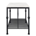 Avya Contemporary White and Gold 58-inch Wide Marble Top Kitchen Island by Furniture of America