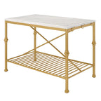 Avya Contemporary White and Gold 58-inch Wide Marble Top Kitchen Island by Furniture of America