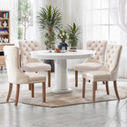 Set of 2 Velvet Dining Chairs,Tufted Solid Wood Armless Chairs Accent Chair with Nailhead Trim and Back Ring Pull