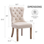 Set of 2 Velvet Dining Chairs,Tufted Solid Wood Armless Chairs Accent Chair with Nailhead Trim and Back Ring Pull