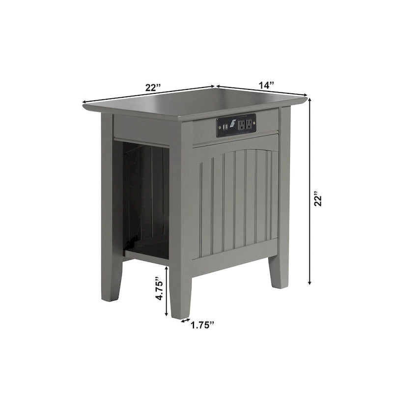 Nantucket Chair Side Table with Built-in Charger