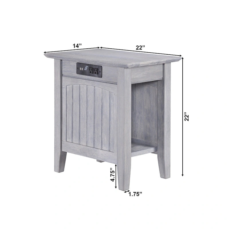 Nantucket Chair Side Table with Built-in Charger