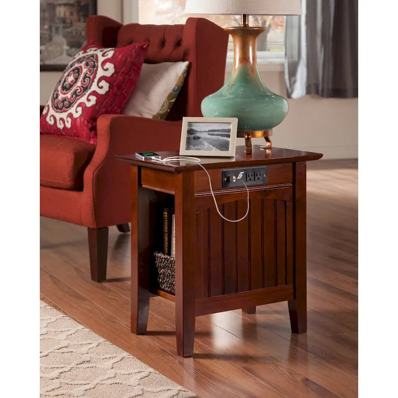 Nantucket Chair Side Table with Built-in Charger