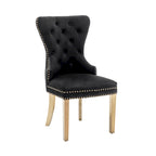 Porthos Home Caily Tufted Velvet Dining Chairs with Gold Chrome Legs, Set of 2