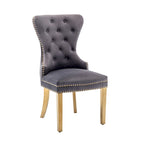 Porthos Home Caily Tufted Velvet Dining Chairs with Gold Chrome Legs, Set of 2