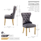 Porthos Home Caily Tufted Velvet Dining Chairs with Gold Chrome Legs, Set of 2