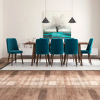 Addison 9-Piece Mid-Century Rectangular Dining Set w/ 8 Velvet Dining Chairs in Turquoise