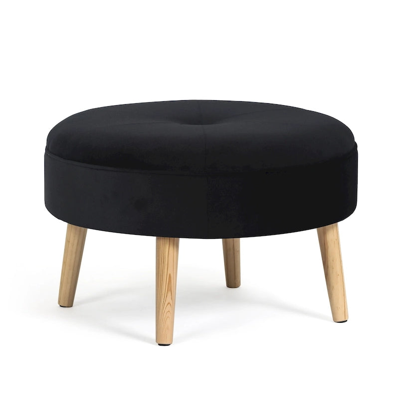 Adeco Carrington Juttersbo Round Tufted Fabric Ottoman
