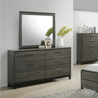 Roundhill Furniture Ioana 187 Antique Grey Finish Wood Bed Room Set, Queen Size Bed, Dresser, Mirror, Night Stand