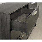 Roundhill Furniture Ioana 187 Antique Grey Finish Wood Bed Room Set, Queen Size Bed, Dresser, Mirror, Night Stand