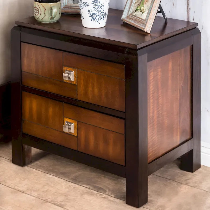 Jupa Transitional Walnut Wood 2-Piece Panel Bedroom Set by Furniture of America