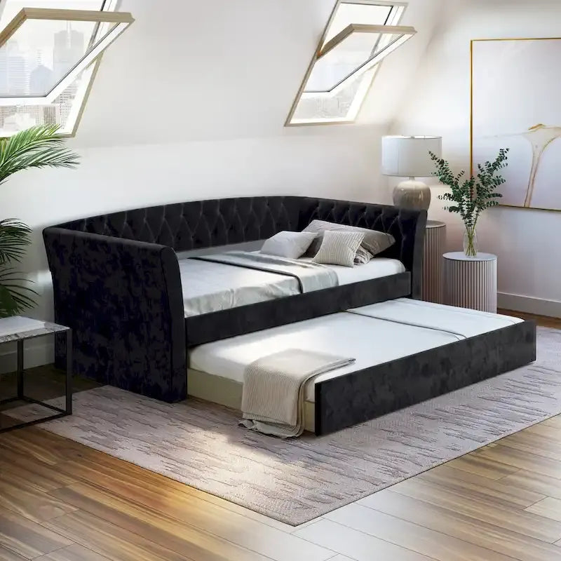 Boyd Sleep Kendal Velvet Upholstered Twin Daybed with Trundle