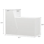 Timechee Reception Desk L-Shaped Counter w/ Lockable Storage, White