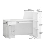 Timechee Reception Desk L-Shaped Counter w/ Lockable Storage, White
