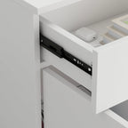 Timechee Reception Desk L-Shaped Counter w/ Lockable Storage, White