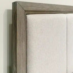 Roundhill Furniture Ennesley Gray Wood Bedroom Set with Upholstered Panel Bed, Dresser, Mirror, 2 Nightstand, and Chest