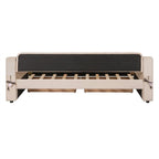 Upholstered Daybed with 2 Storage Drawers, Twin Size Daybed Frame with Storage Armrests and USB Port, Sofa Bed Frame for Bedroom