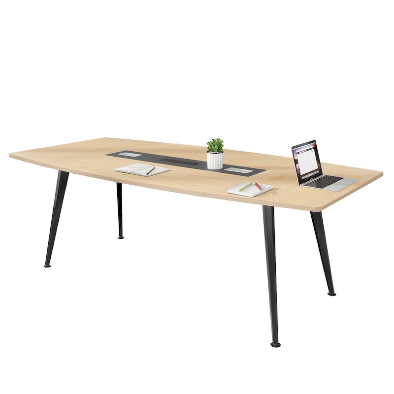 Moasis 6FT/8FT Conference Table Boat Shaped Meeting Table with Rectangle Grommet