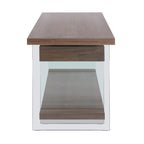 Somette Rotatable Glass and Walnut Veneer Wooden Desk