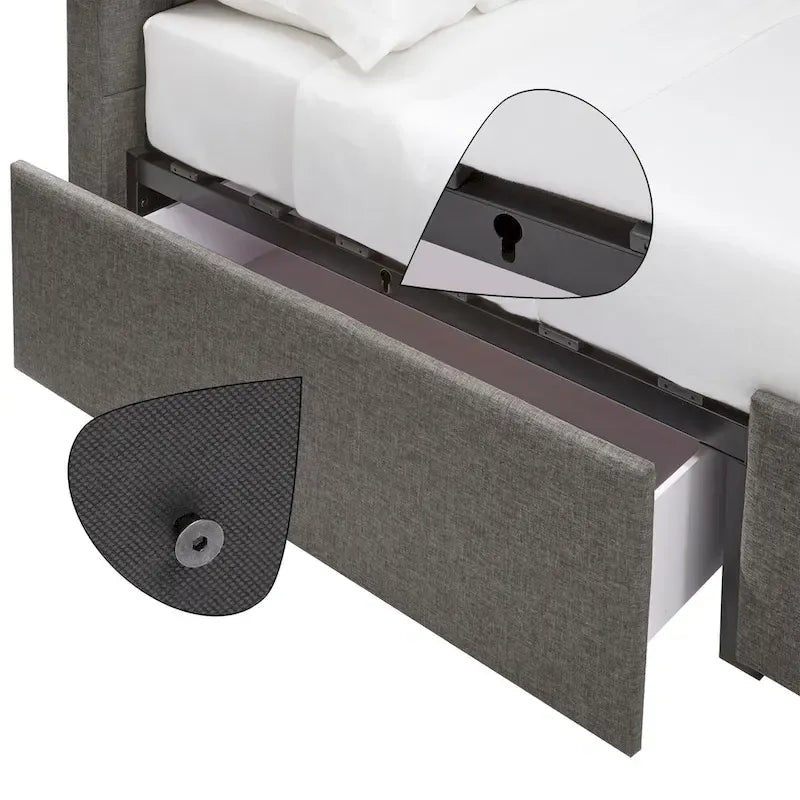 Arlert Grey Linen 4-drawer Storage Platform Bed by iNSPIRE Q Modern