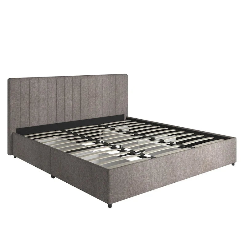 Arlert Grey Linen 4-drawer Storage Platform Bed by iNSPIRE Q Modern
