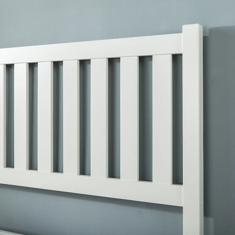 Priage by ZINUS Off-White Wood Deluxe Platform Bed Frame with Headboard
