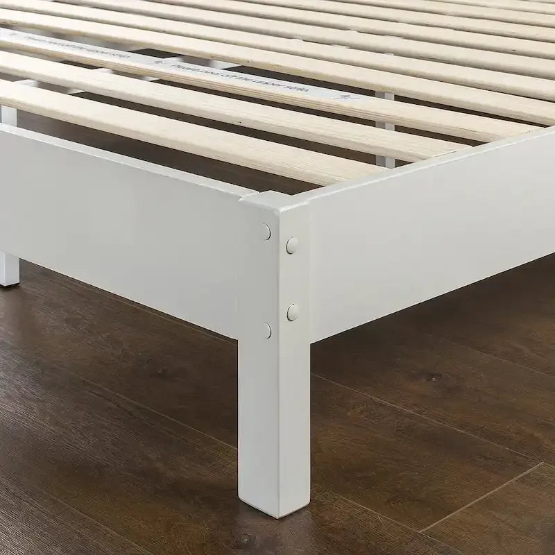 Priage by ZINUS Off-White Wood Deluxe Platform Bed Frame with Headboard