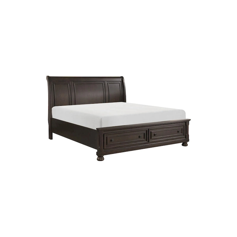 Brandie 6 Piece Grayish Brown Modern Storage Sleigh Platform Bedroom Set