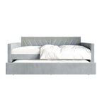 Glam Velvet Upholstered Twin Size Daybed with Trundle