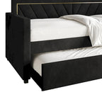 Glam Velvet Upholstered Twin Size Daybed with Trundle