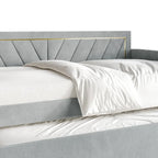 Glam Velvet Upholstered Twin Size Daybed with Trundle